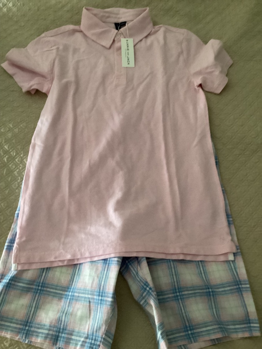 Janie and Jack size 16 plaid shorts and nwt pink polo